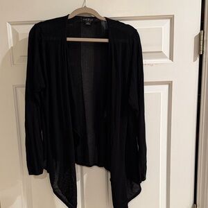 August Silk Elegant Black Draped Cardigan